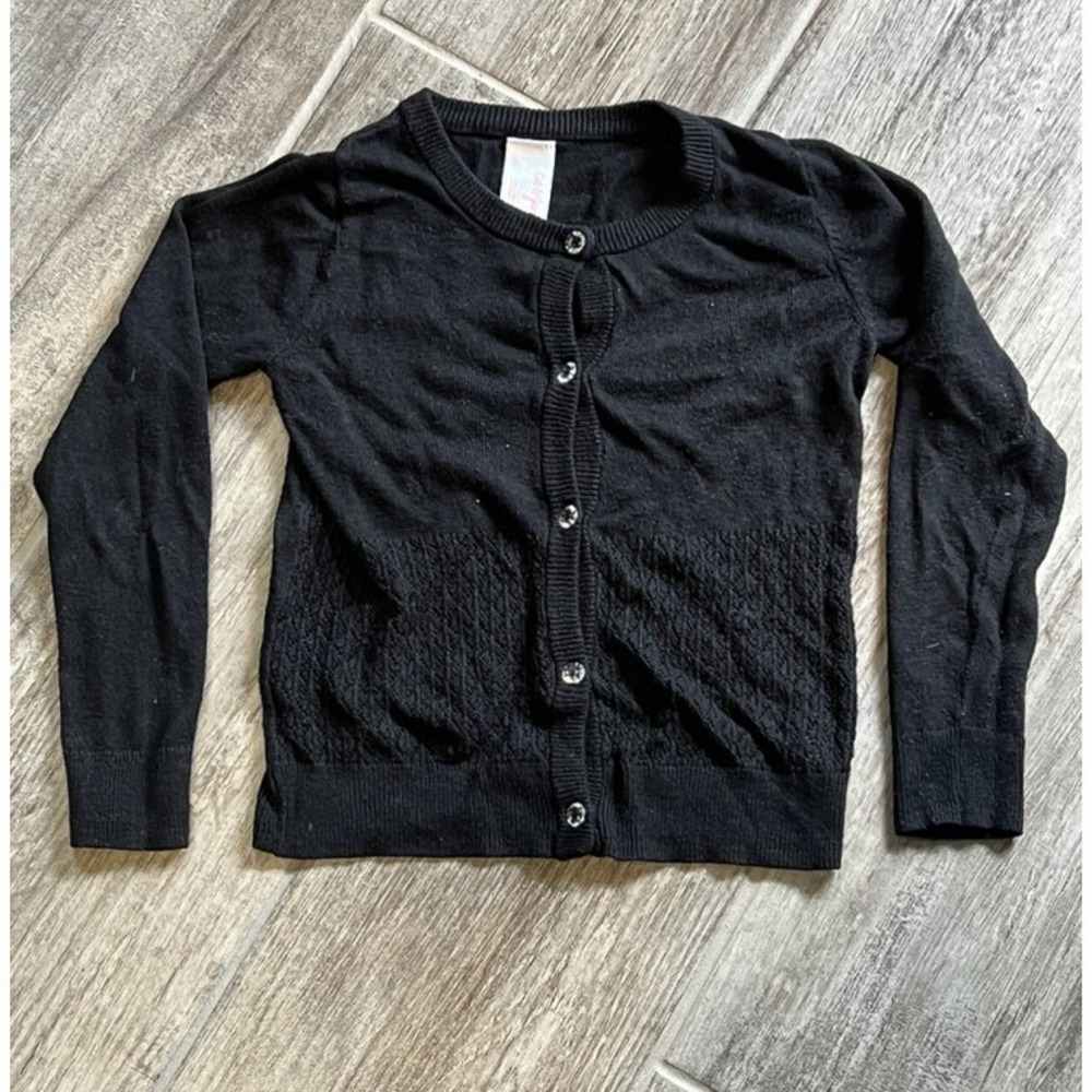 Cat Jack Black Knit‎ Cardigan Button Up Girls Size 4T Long Sleeve Textured